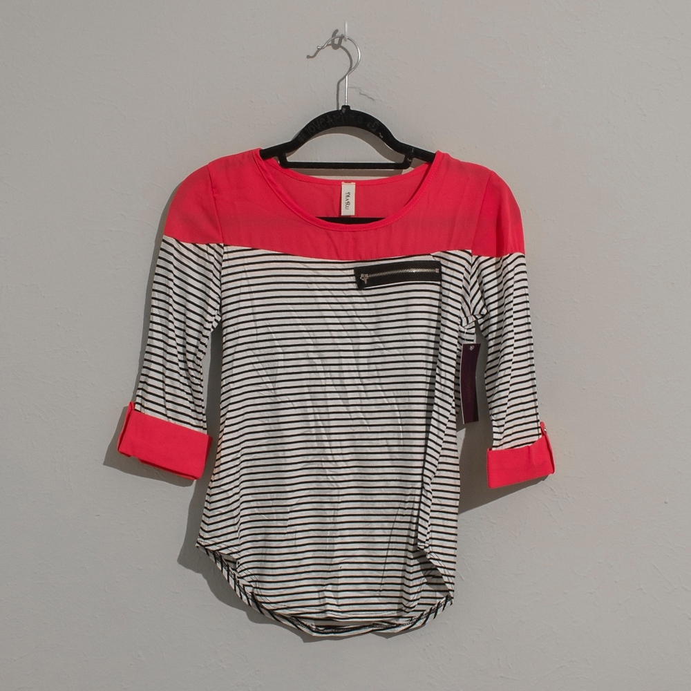 Striped Block Zipper Shirt